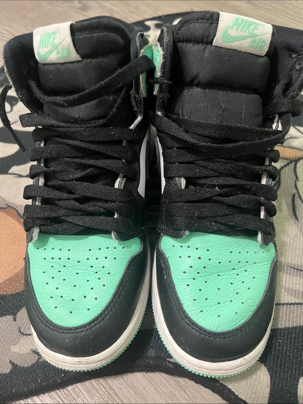 Nike Kids Black and Mint Green High-Top Sneakers